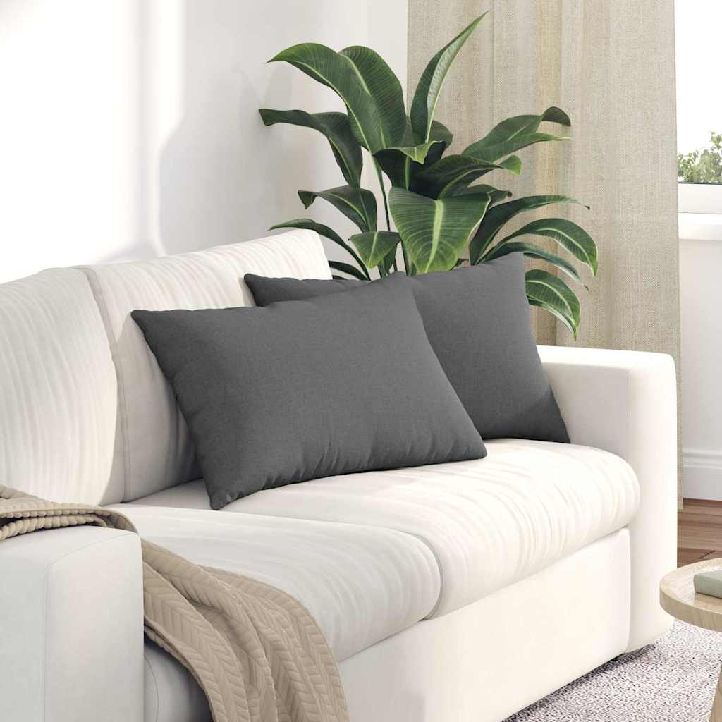 Sofakissen 2 Pcs 50 X 30 Cm Stoff Dunkelgrau