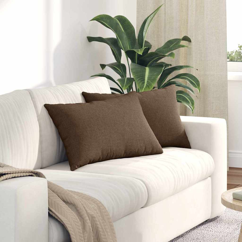 Sofakissen 2 Pcs 50 X 30 Cm Stoff Braun