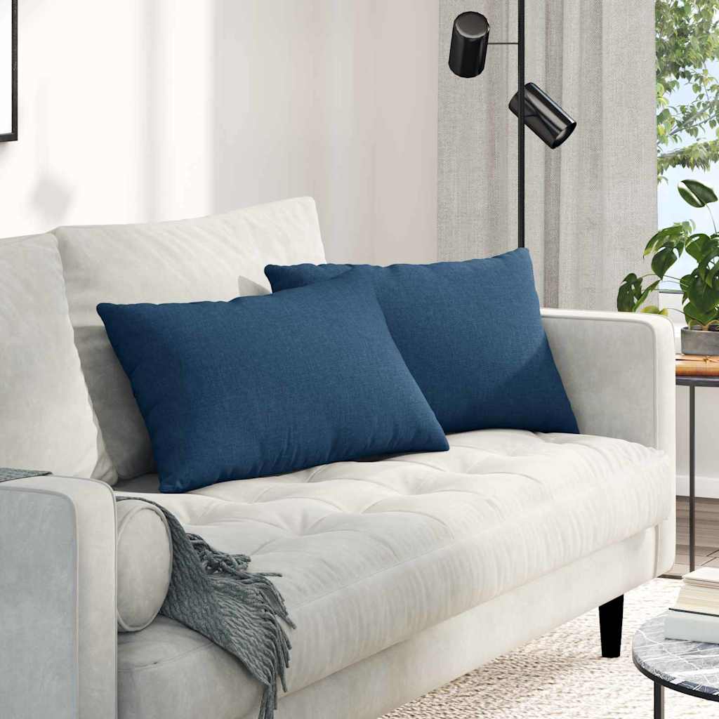 Sofakissen 2 Pcs 50 X 30 Cm Stoff Blau