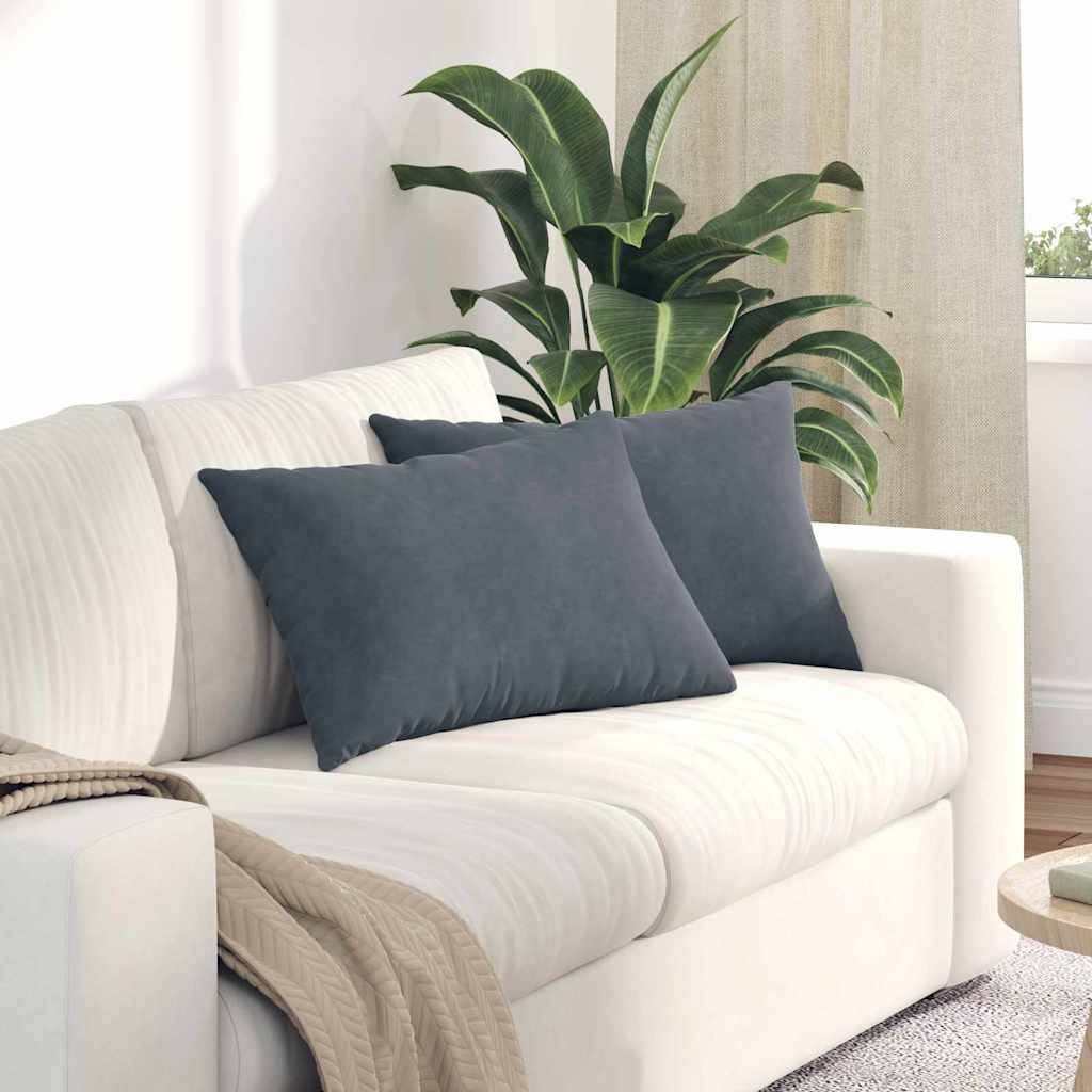Sofakissen 2 Pcs 50 X 30 Cm Cordstoff Dunkelgrau