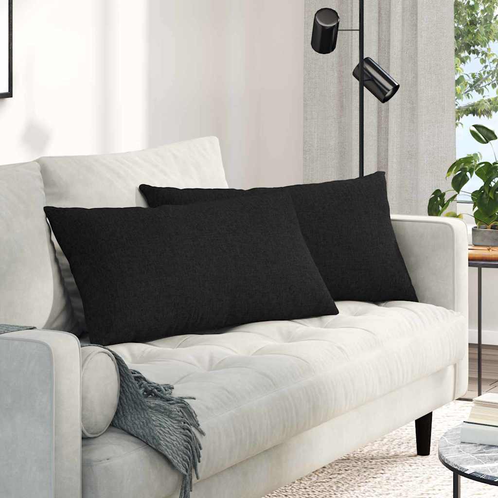 Sofakissen 2 Pcs 50 X 30 Cm Stoff Schwarz