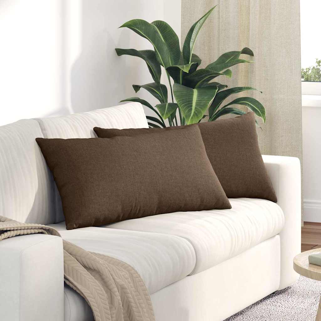 Sofakissen 2 Pcs 50 X 30 Cm Stoff Braun