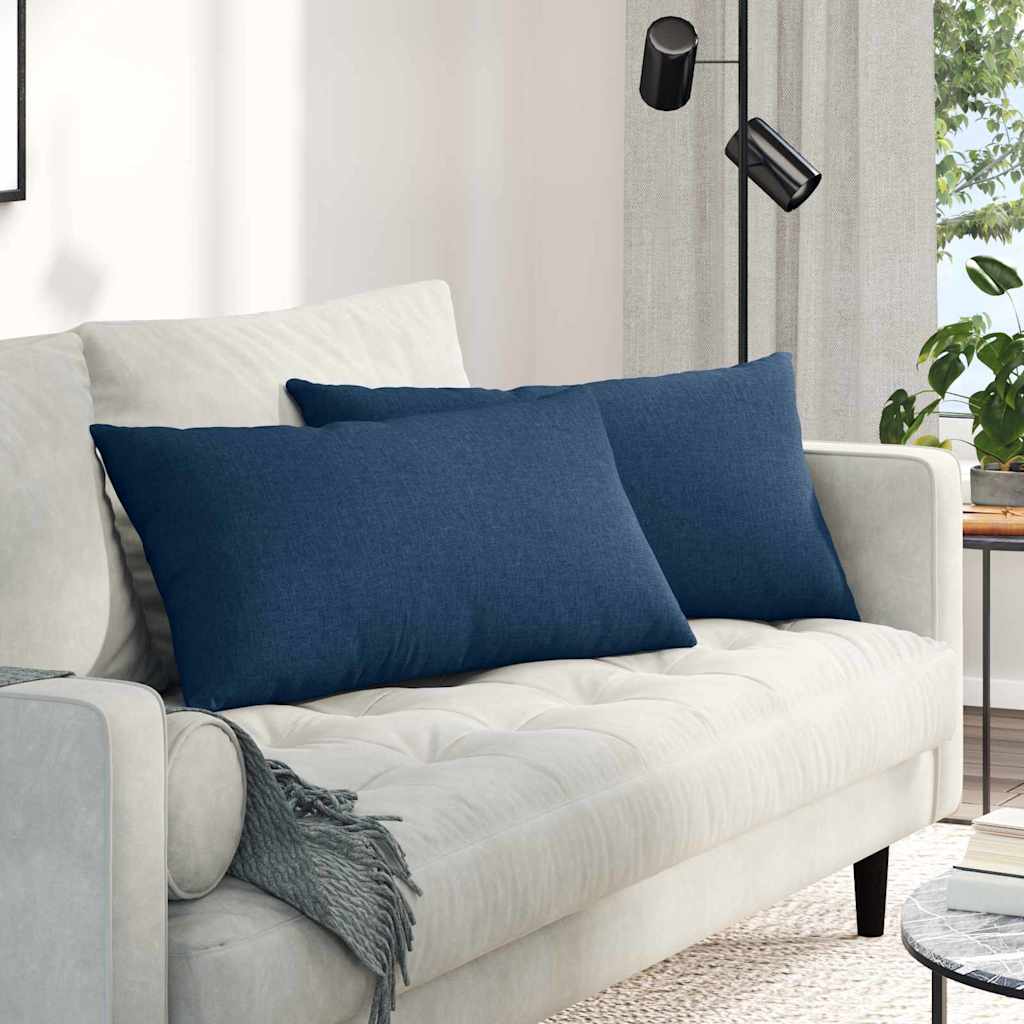 Sofakissen 2 Pcs 50 X 30 Cm Stoff Blau