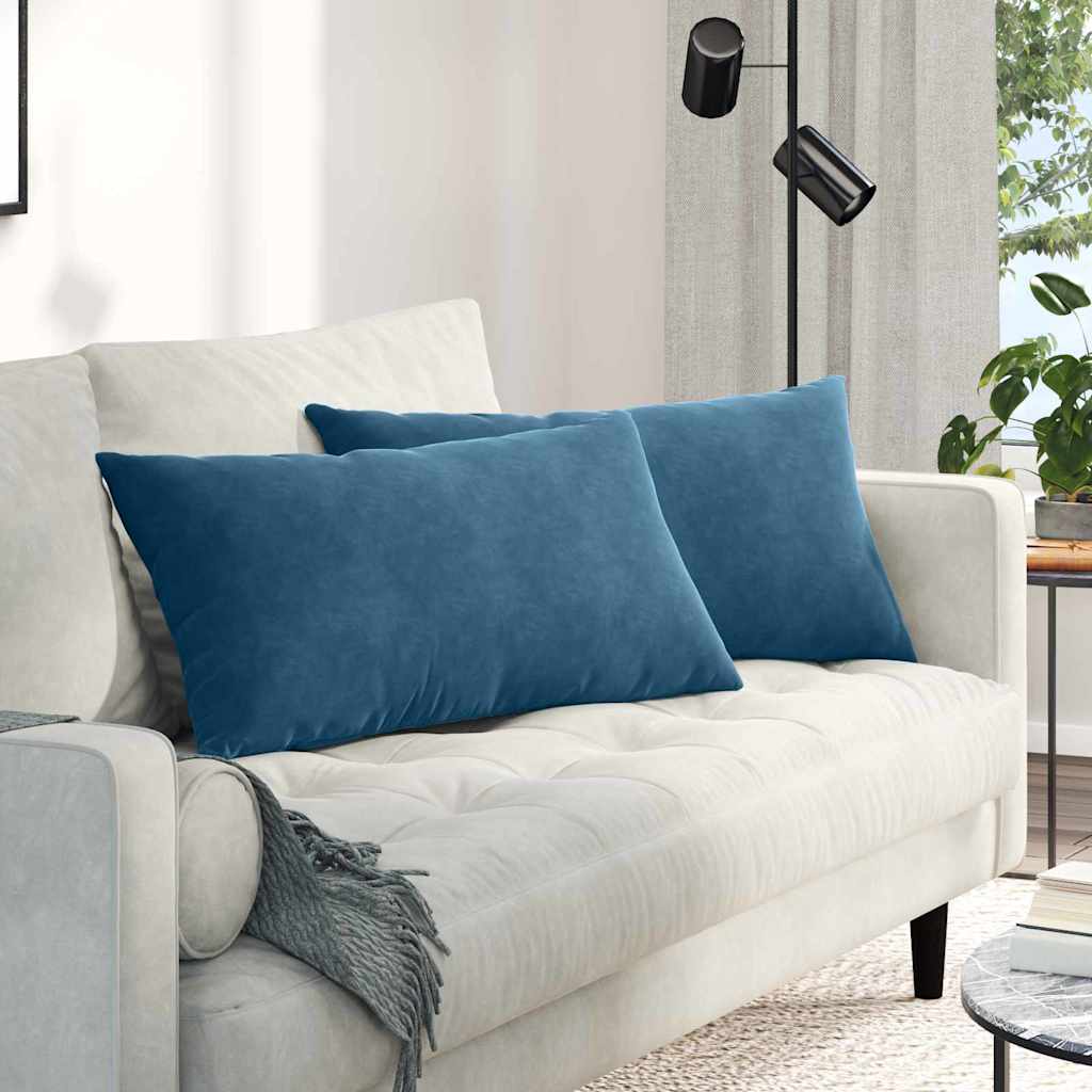 Sofakissen 2 Pcs 50 X 30 Cm Cordstoff Blau