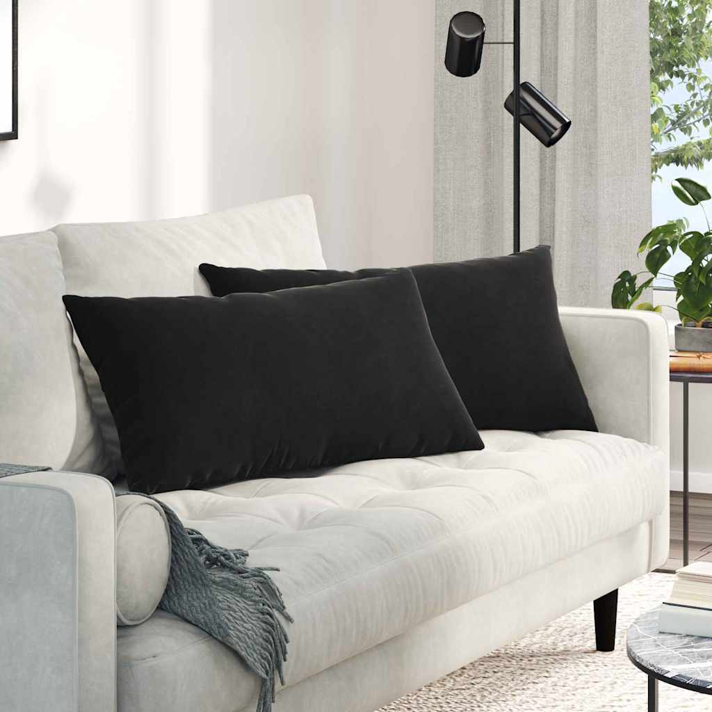 Sofakissen 2 Pcs 50 X 30 Cm Cordstoff Schwarz