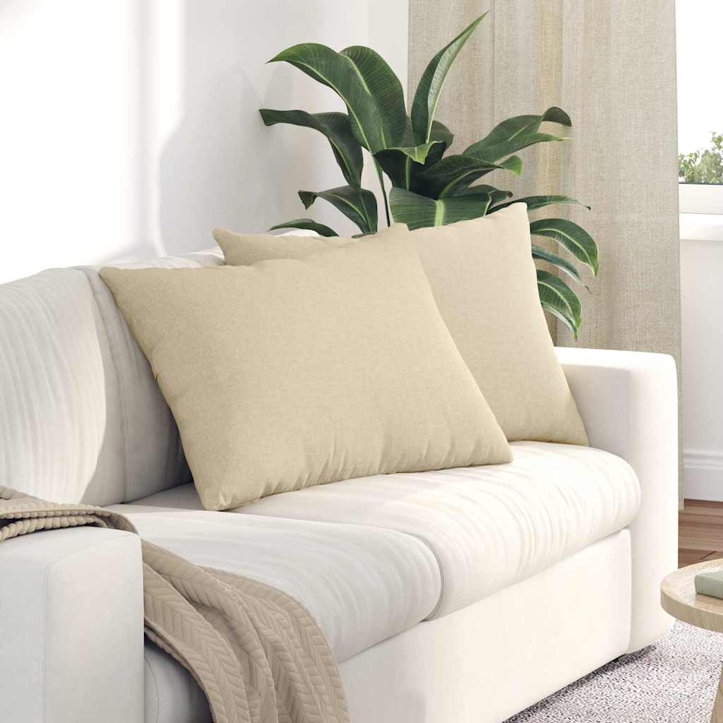 Sofakissen 2 Pcs 50 X 30 Cm Stoff Creme