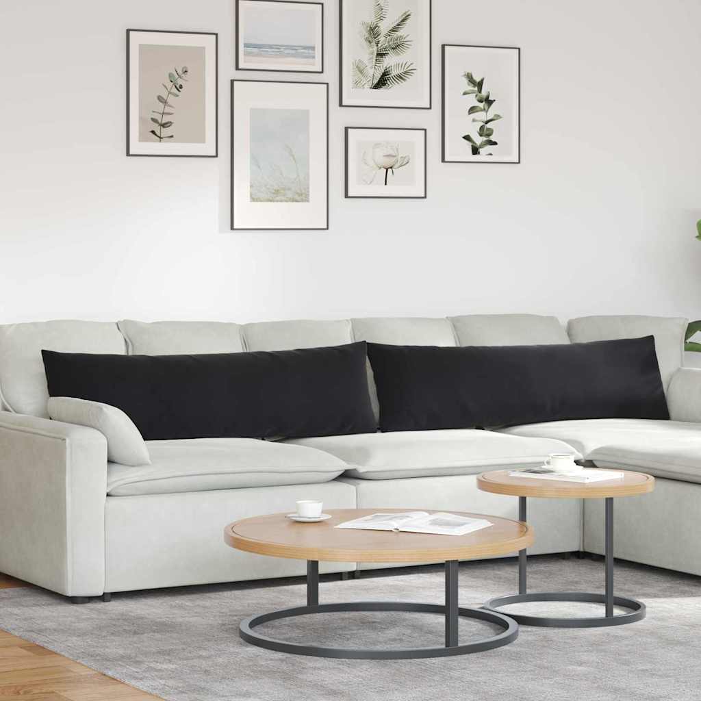 Sofakissen 2 Pcs 50 X 30 Cm Cordstoff Schwarz
