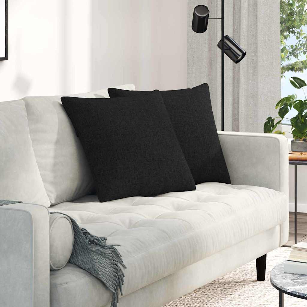 Sofakissen 2 Pcs 50 X 30 Cm Stoff Schwarz