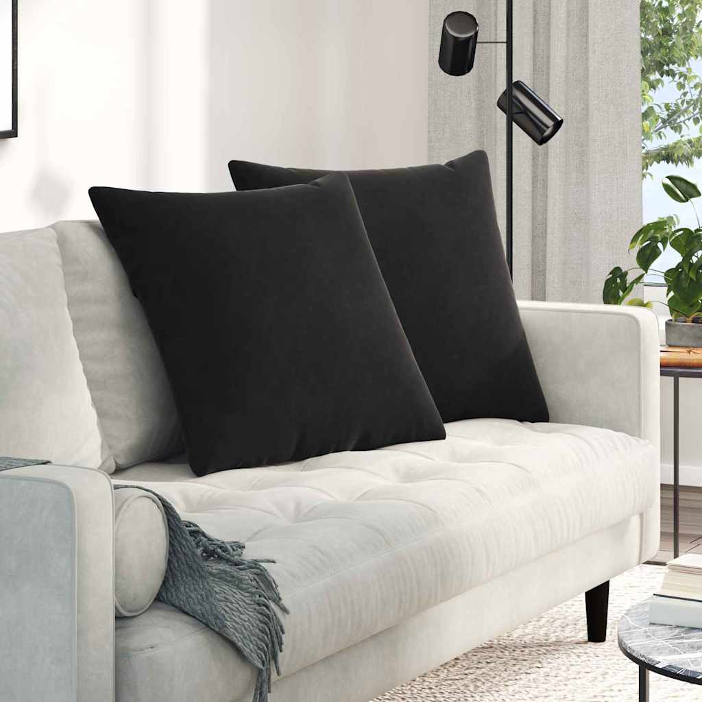 Sofakissen 2 Pcs 50 X 30 Cm Cordstoff Schwarz