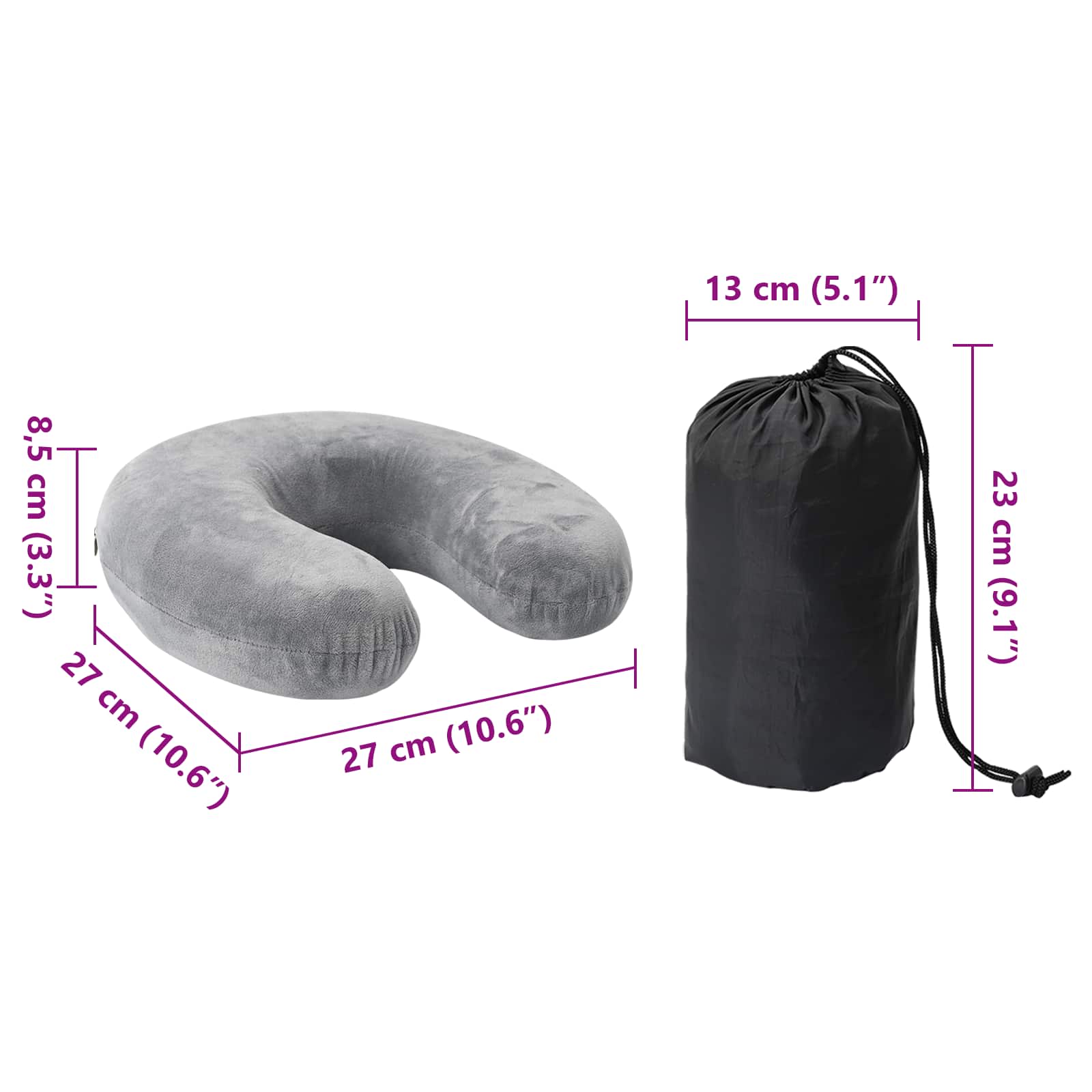 Reisekissen Für Den Hals 27 X 27 X 8,5 Cm Viscoschaum