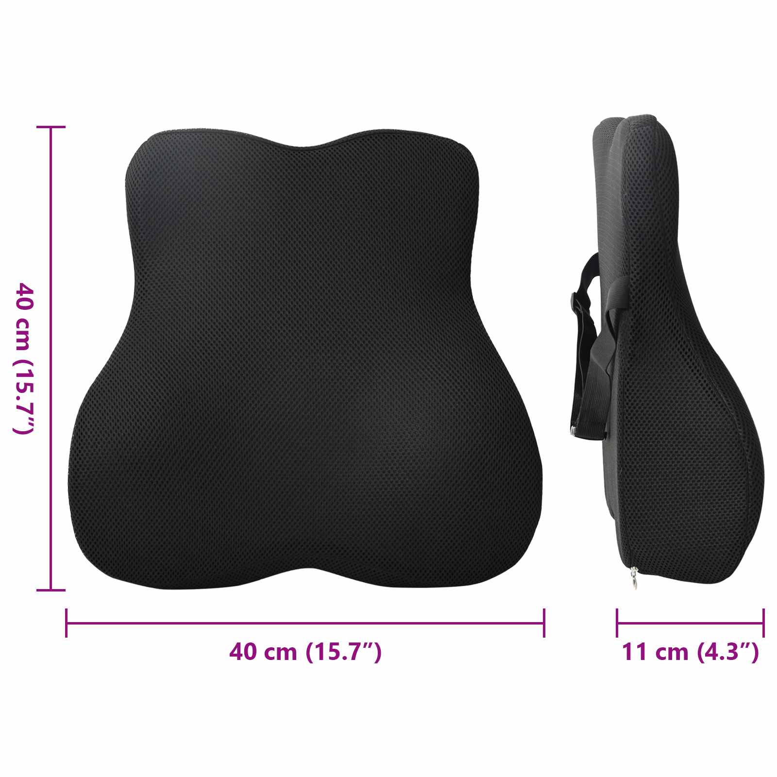 Kopfkissen Verstellbar Schwarz 40 X 40 X 11 Cm Viscoschaum