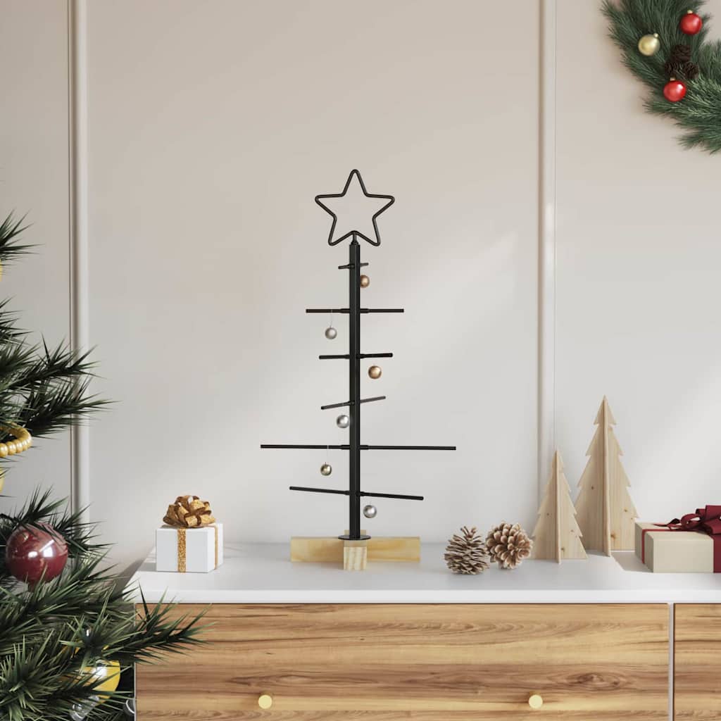 Weihnachtsbaum Metall Mit Holzständer Schwarz Schwarz