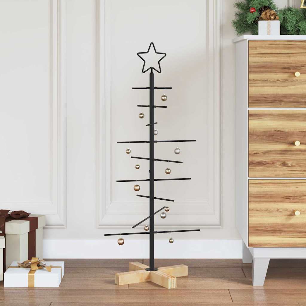Weihnachtsbaum Metall Mit Holzständer Schwarz Schwarz