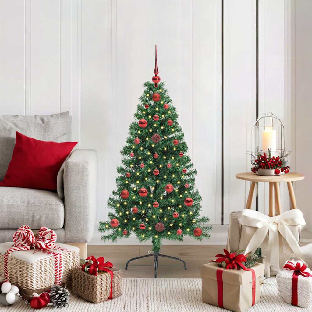 Künstlicher Halb-Weihnachtsbaum Beleuchtung Kugeln Grün