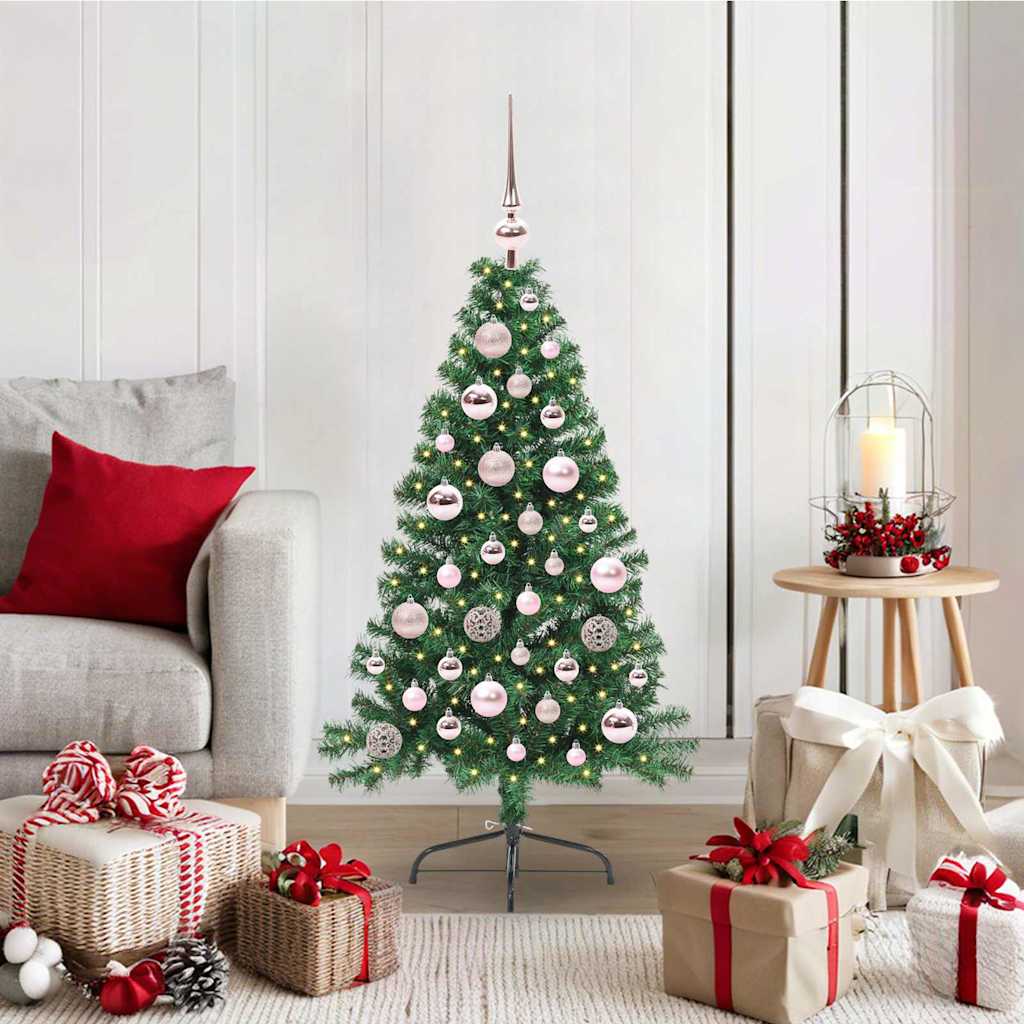 Künstlicher Halb-Weihnachtsbaum Beleuchtung Kugeln Grün