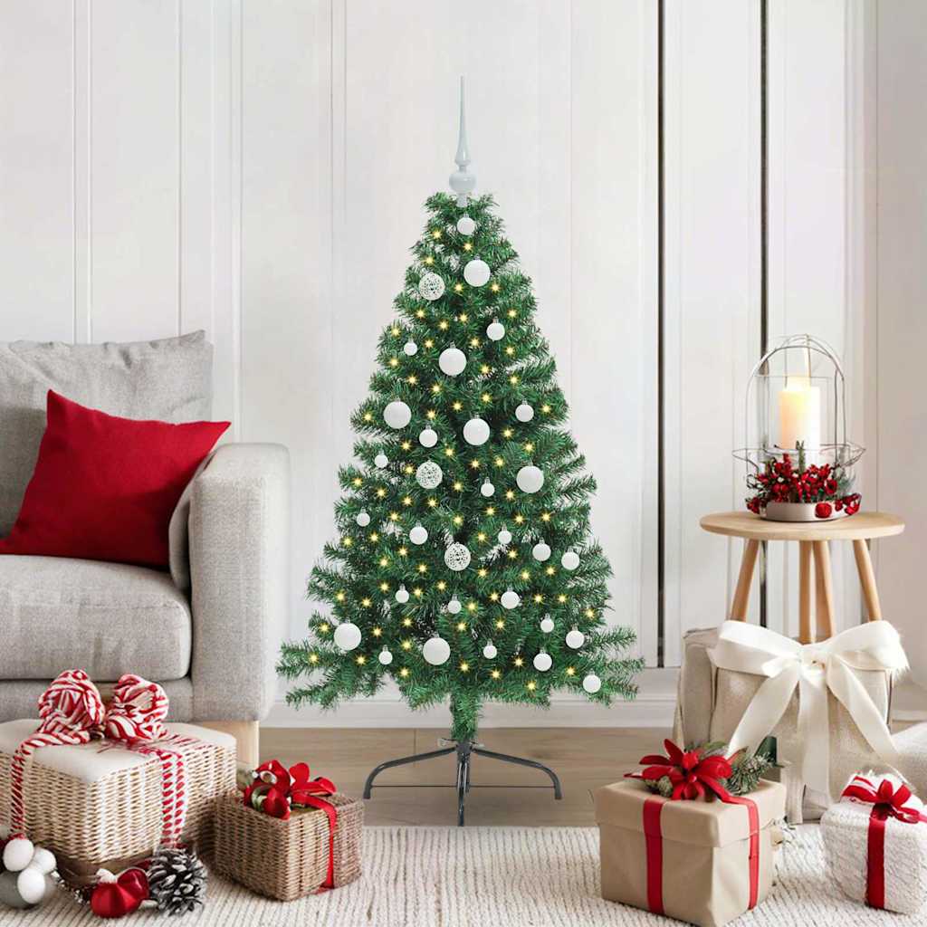 Künstlicher Halb-Weihnachtsbaum Beleuchtung Kugeln Grün