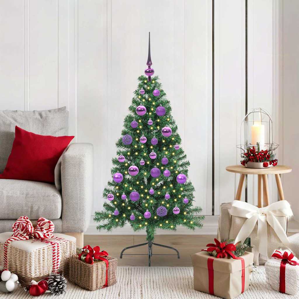 Künstlicher Halb-Weihnachtsbaum Beleuchtung Kugeln Grün
