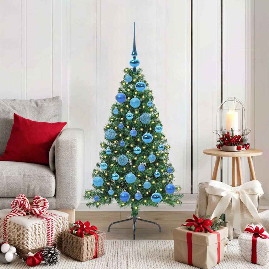 Künstlicher Halb-Weihnachtsbaum Beleuchtung Kugeln Grün