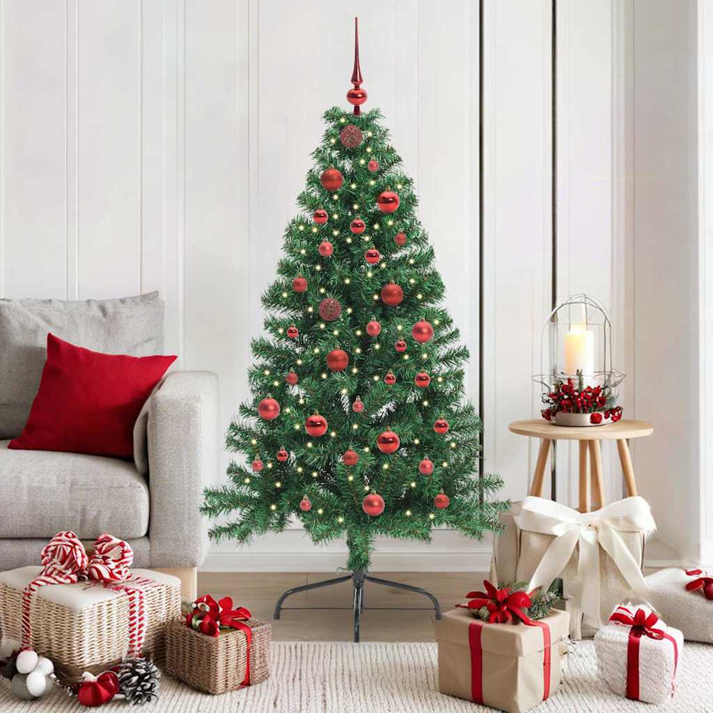 Künstlicher Halb-Weihnachtsbaum Beleuchtung Kugeln Grün