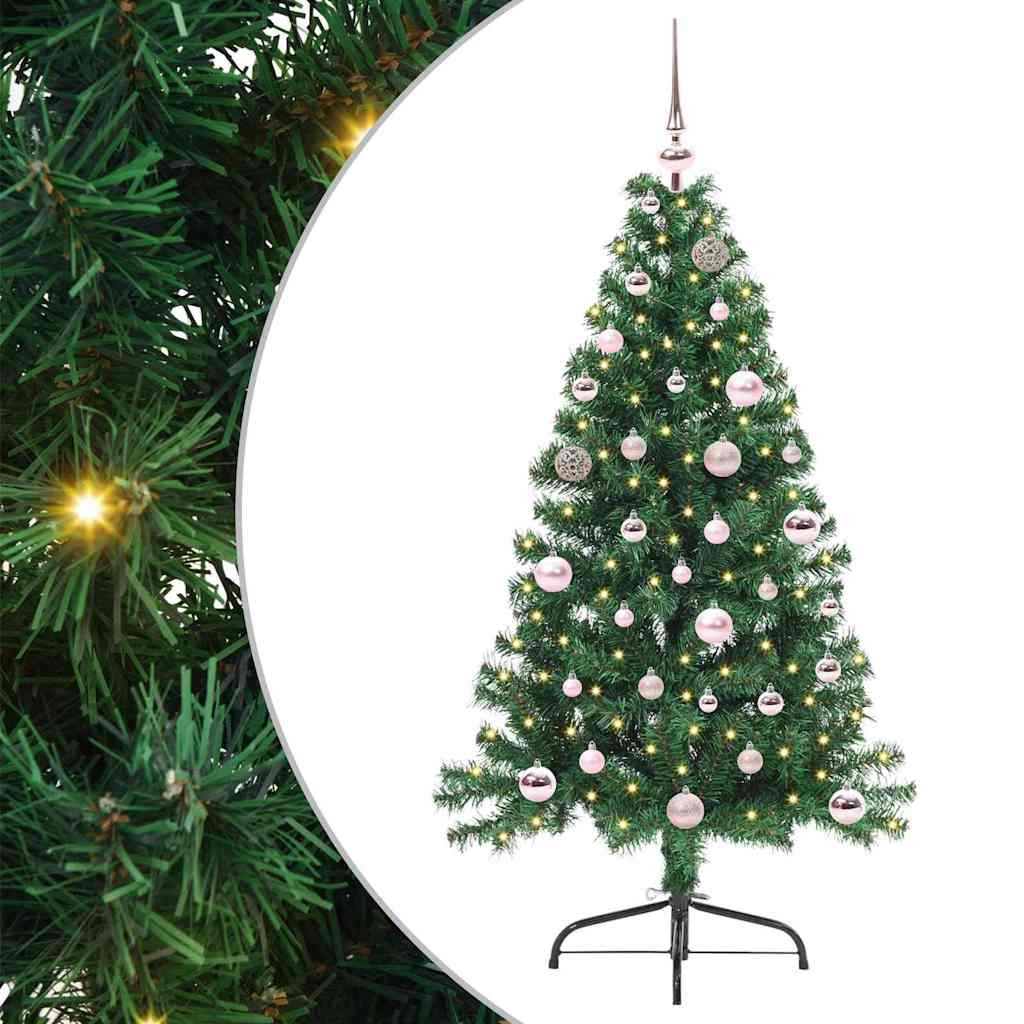 Künstlicher Halb-Weihnachtsbaum Beleuchtung Kugeln Grün