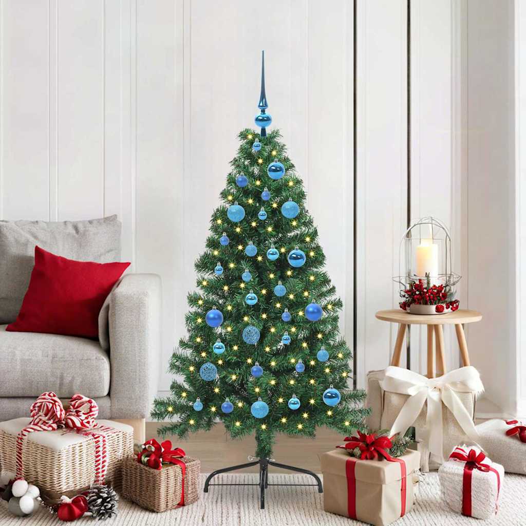 Künstlicher Halb-Weihnachtsbaum Beleuchtung Kugeln Grün