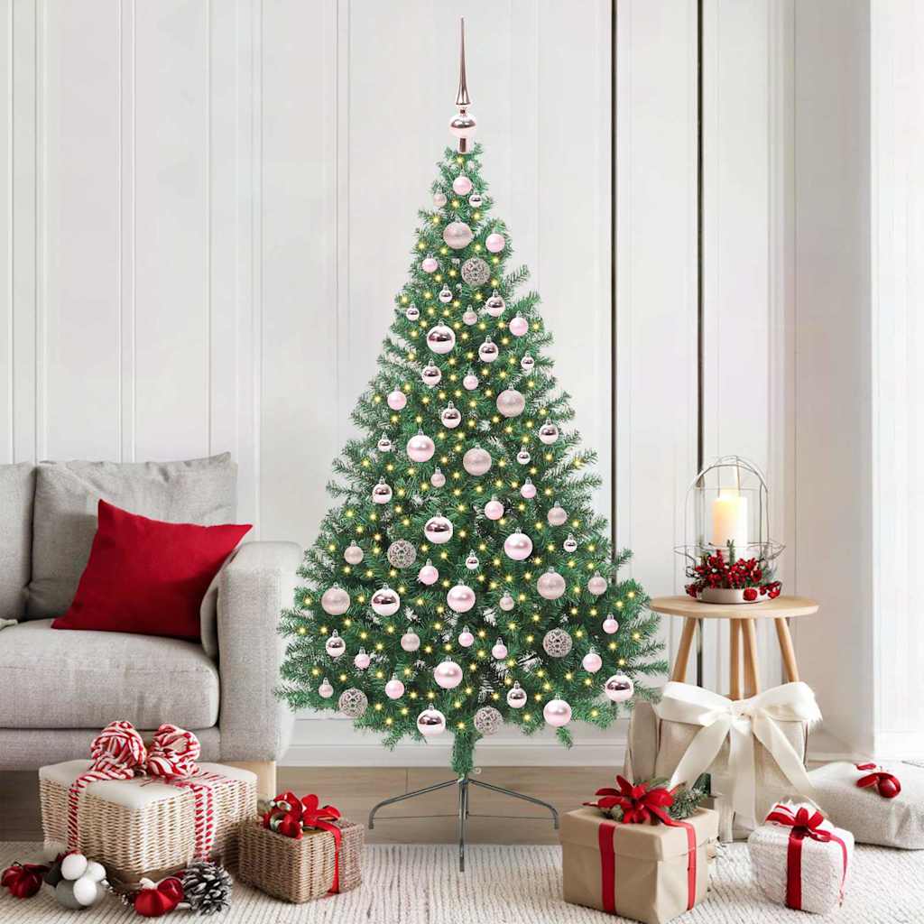 Künstlicher Halb-Weihnachtsbaum Beleuchtung Kugeln Grün