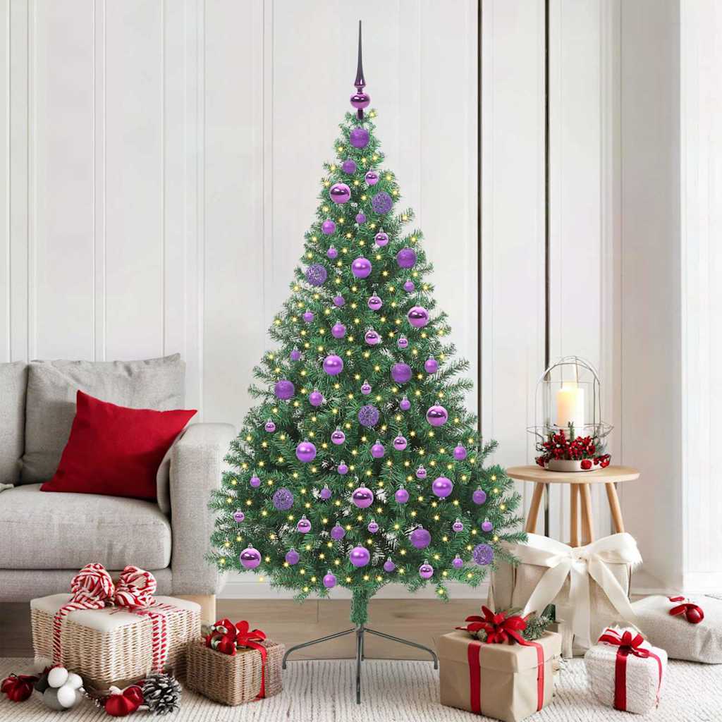 Künstlicher Halb-Weihnachtsbaum Beleuchtung Kugeln Grün