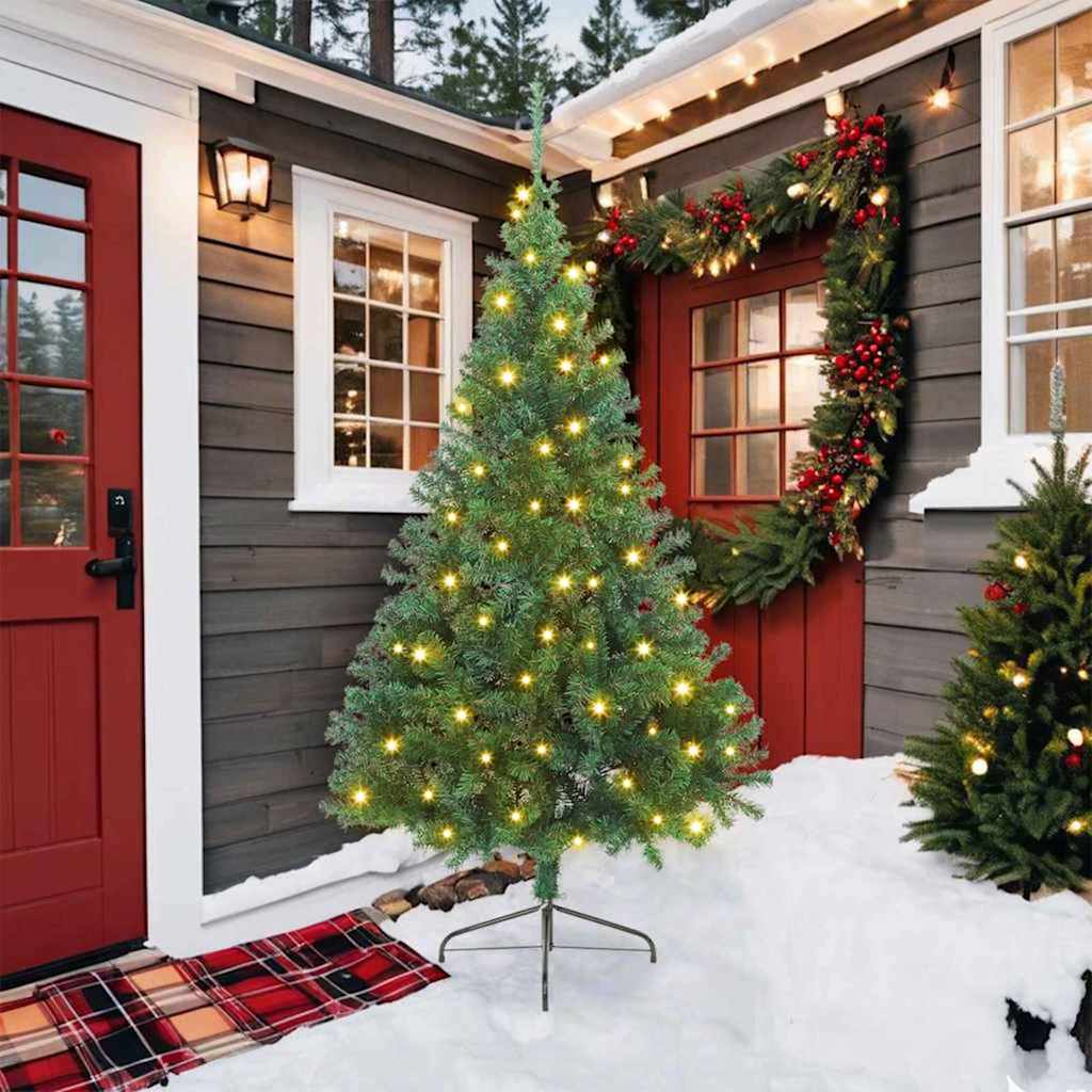 Künstlicher Halb-Weihnachtsbaum Beleuchtung Kugeln Grün