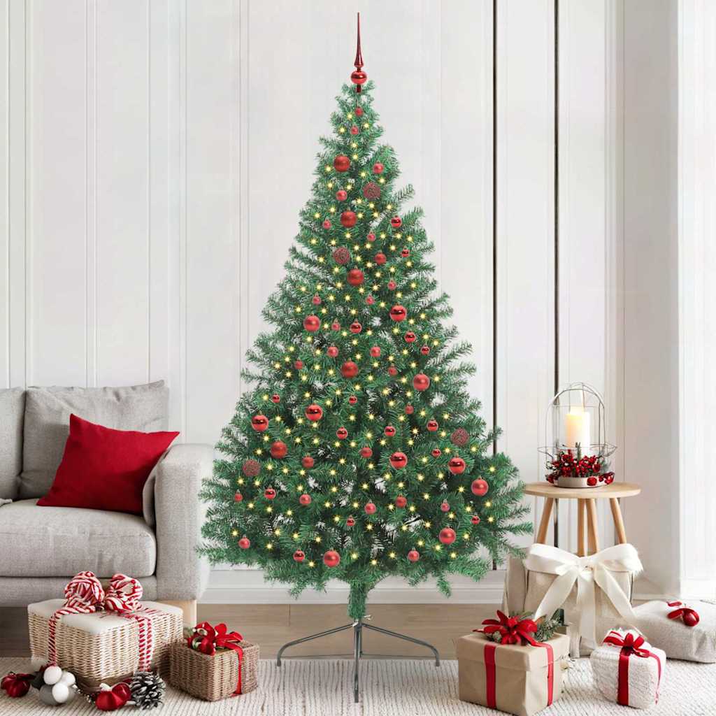 Künstlicher Halb-Weihnachtsbaum Beleuchtung Kugeln Grün