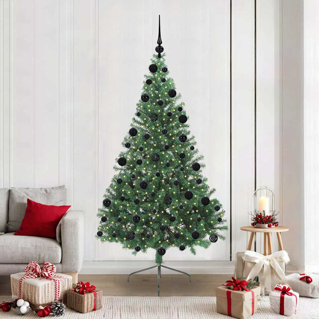 Künstlicher Halb-Weihnachtsbaum Beleuchtung Kugeln Grün