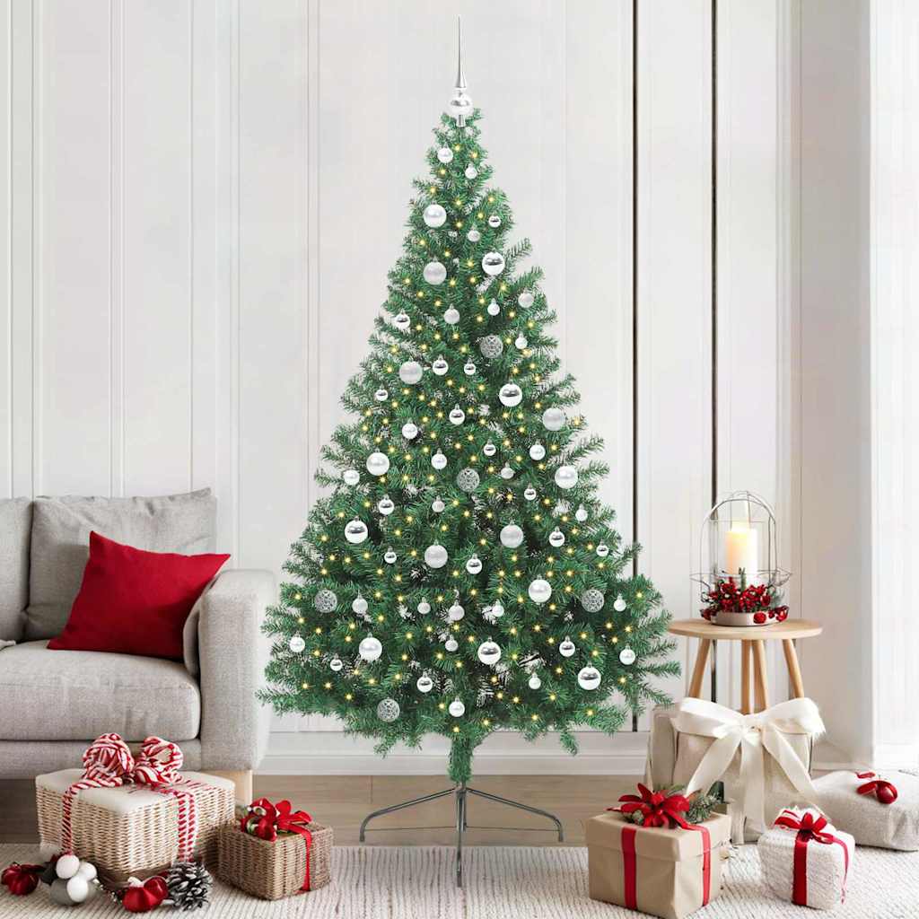 Künstlicher Halb-Weihnachtsbaum Beleuchtung Kugeln Grün