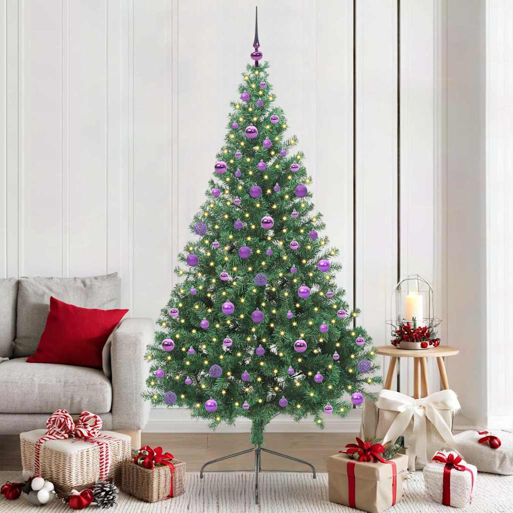 Künstlicher Halb-Weihnachtsbaum Beleuchtung Kugeln Grün