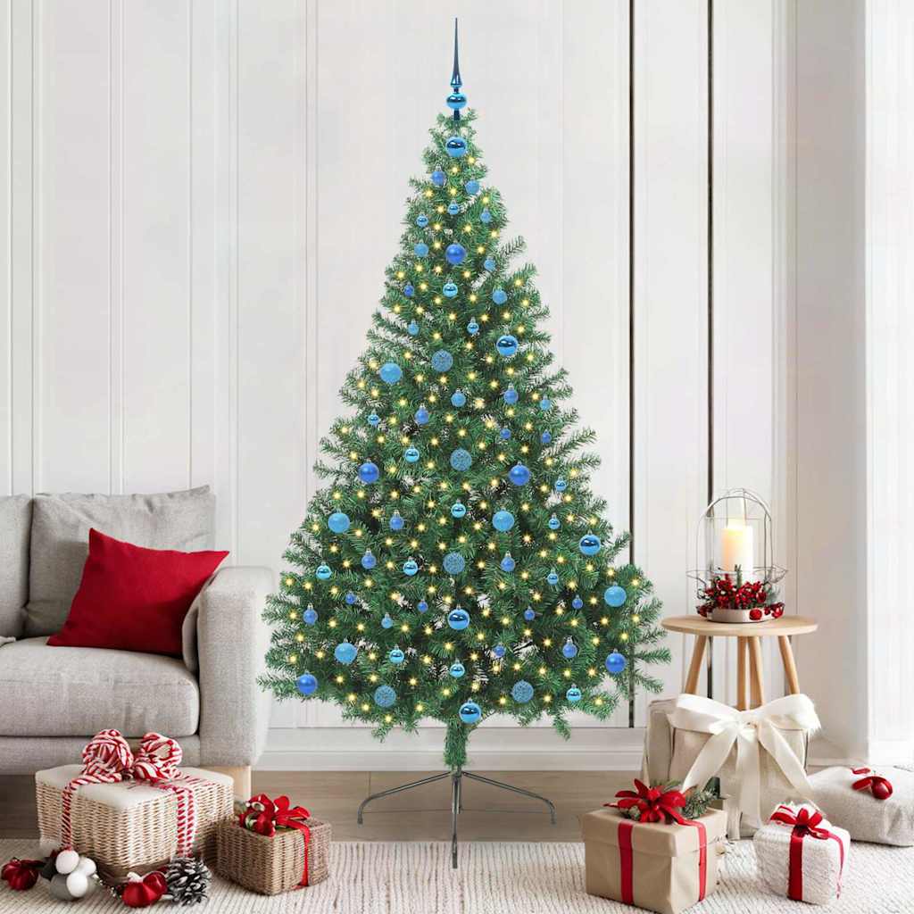 Künstlicher Halb-Weihnachtsbaum Beleuchtung Kugeln Grün