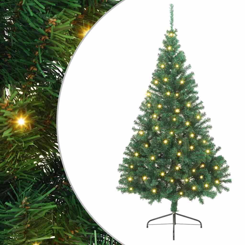 Künstlicher Halb-Weihnachtsbaum Beleuchtung Kugeln Grün