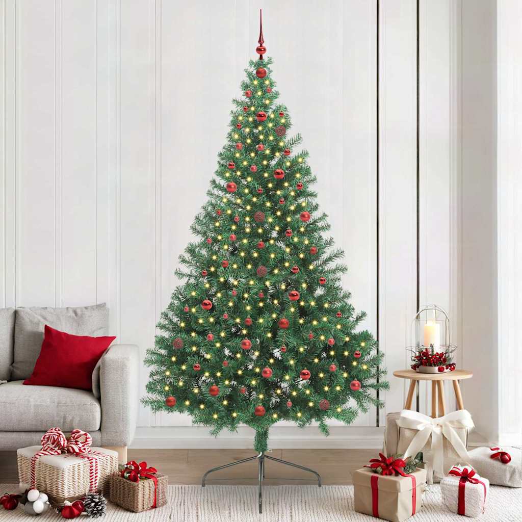 Künstlicher Halb-Weihnachtsbaum Beleuchtung Kugeln Grün