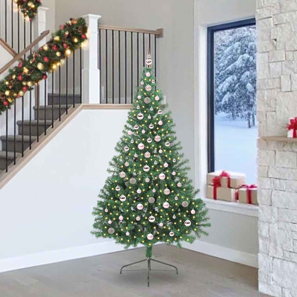 Künstlicher Halb-Weihnachtsbaum Beleuchtung Kugeln Grün