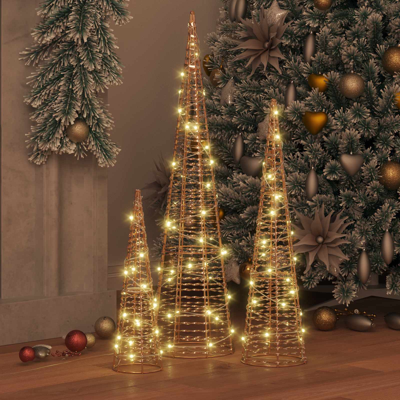 Weihnachtsbaum Mit 90 Leds 3 Pcs Warmweiß 20 X 20 X 80 Cm Pet