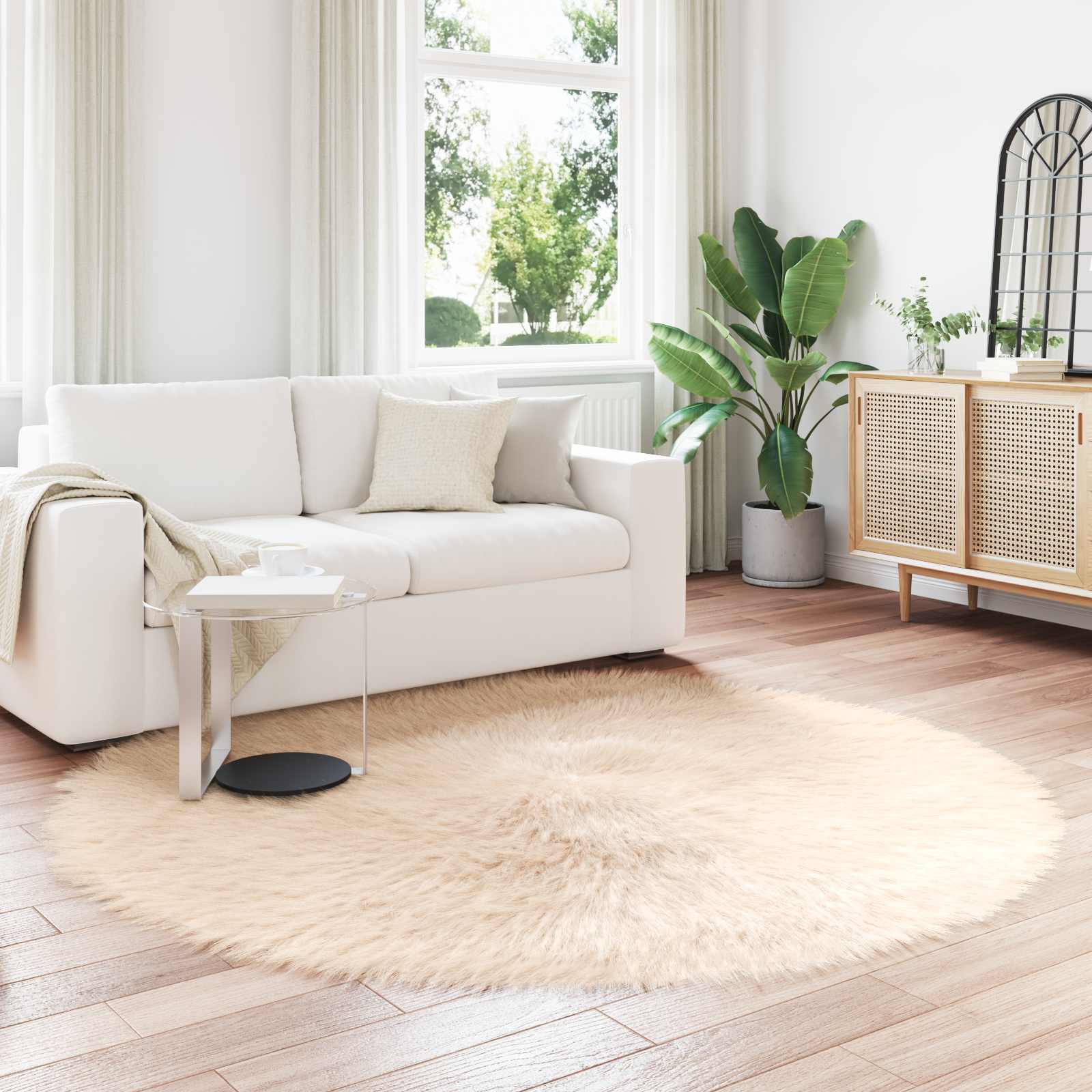 Kunstschaffell Teppich Tafalla Polyester Beige