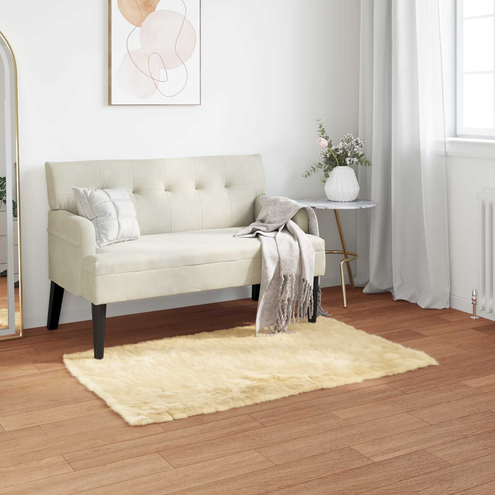 Kunstschaffell Teppich Tafalla Polyester Creme