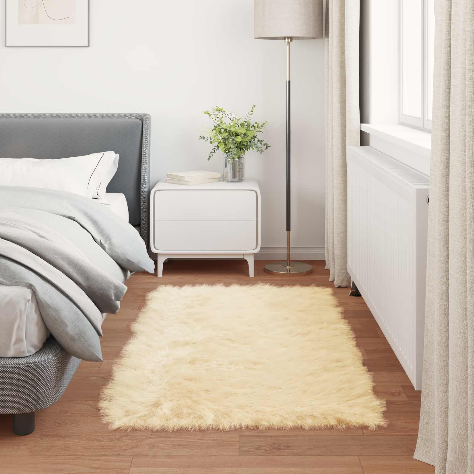 Kunstschaffell Teppich Tafalla Polyester Creme