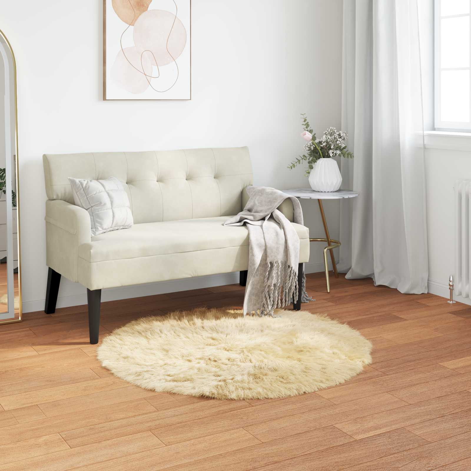 Kunstschaffell Teppich Tafalla Polyester Creme