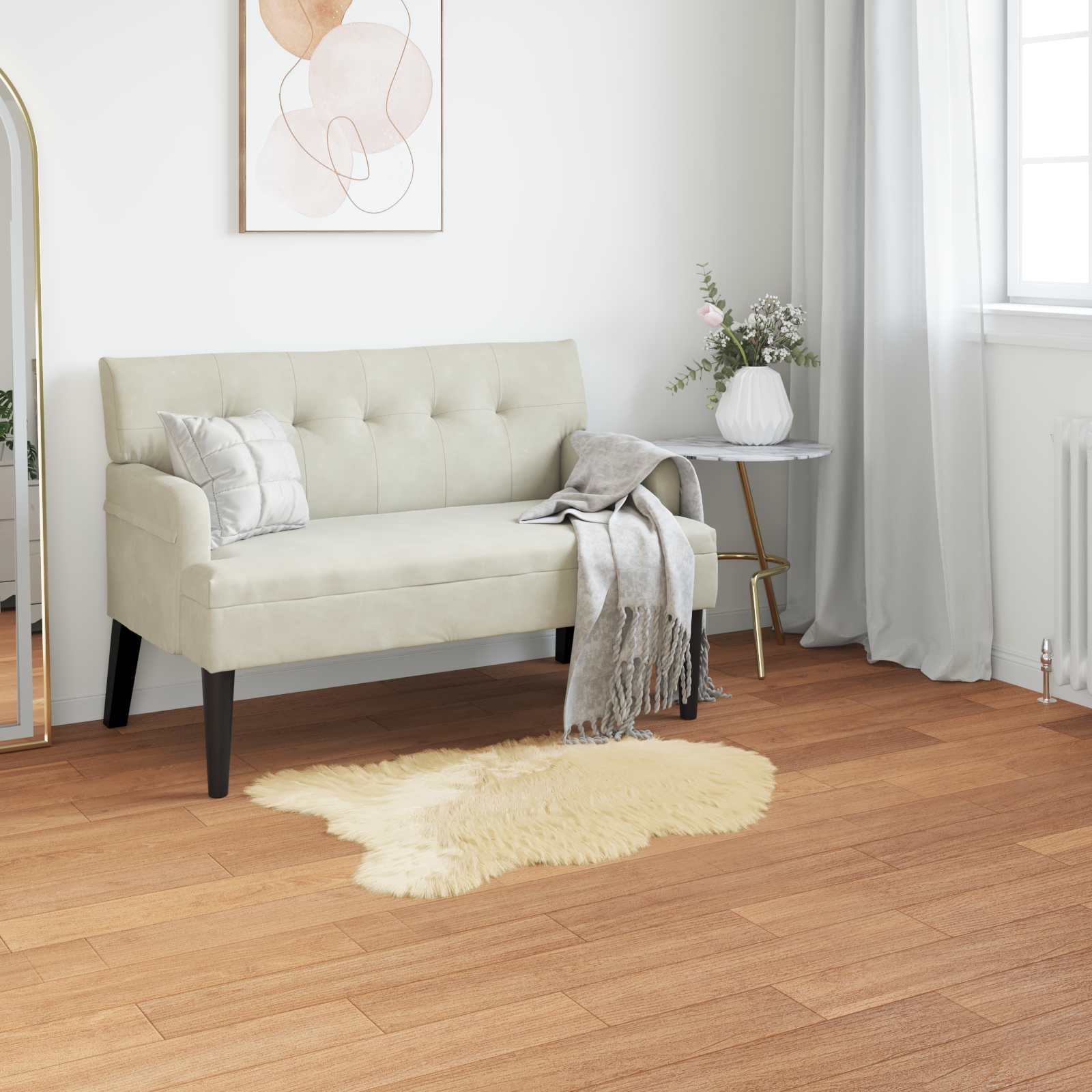 Kunstschaffell Teppich Tafalla Polyester Creme