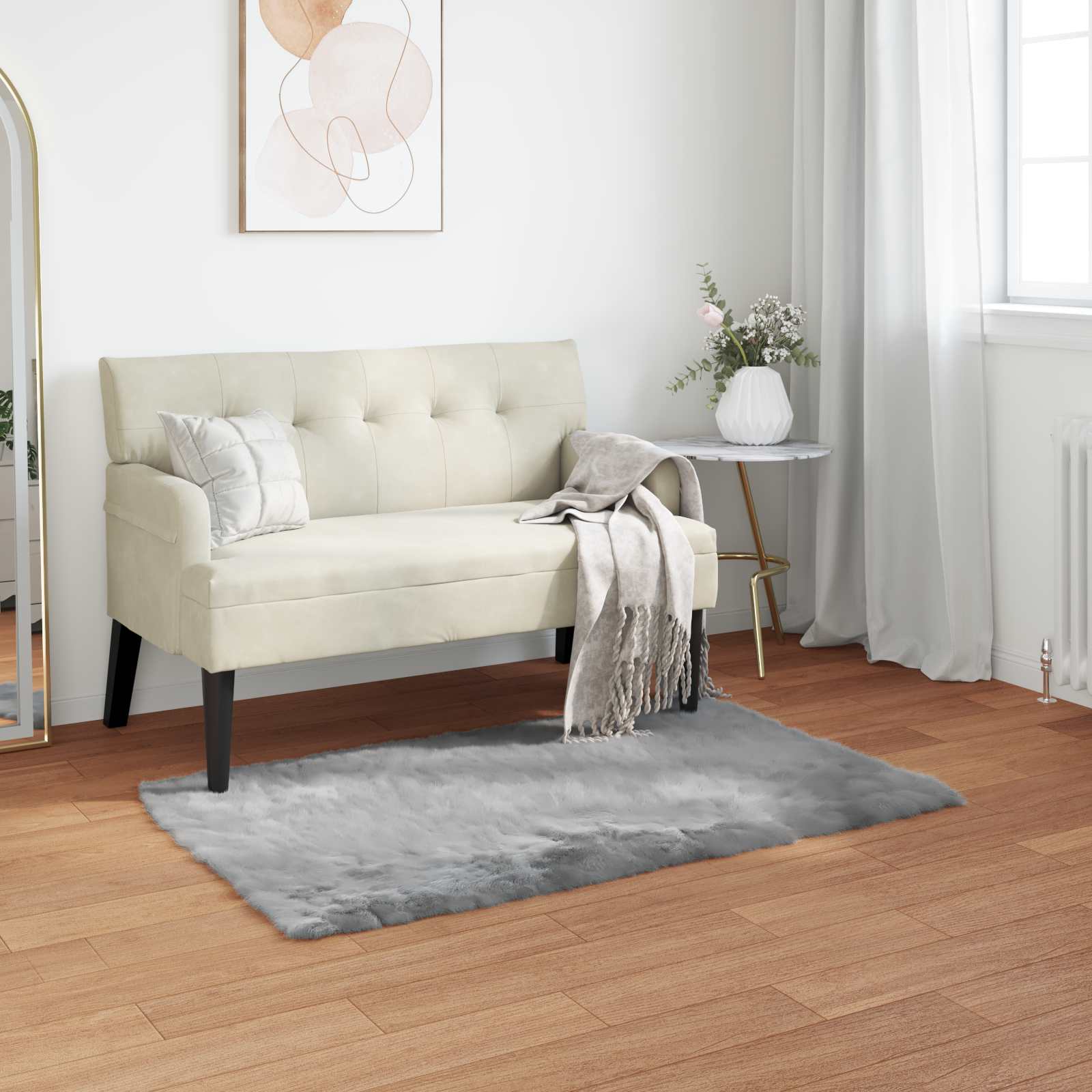 Kunstschaffell Teppich Tafalla Polyester Grau