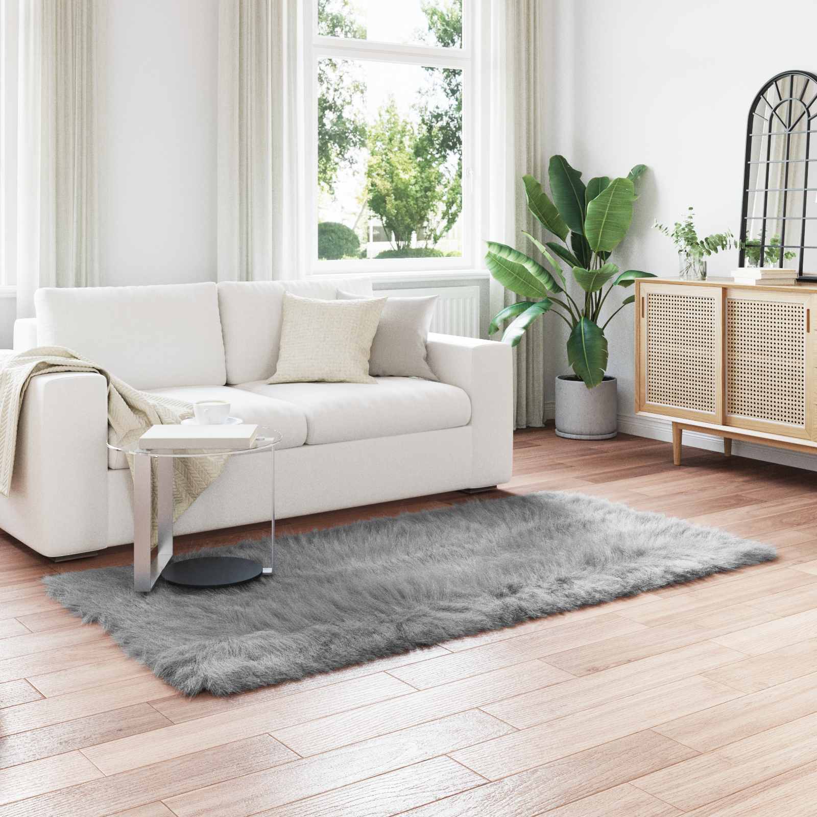 Kunstschaffell Teppich Tafalla Polyester Grau