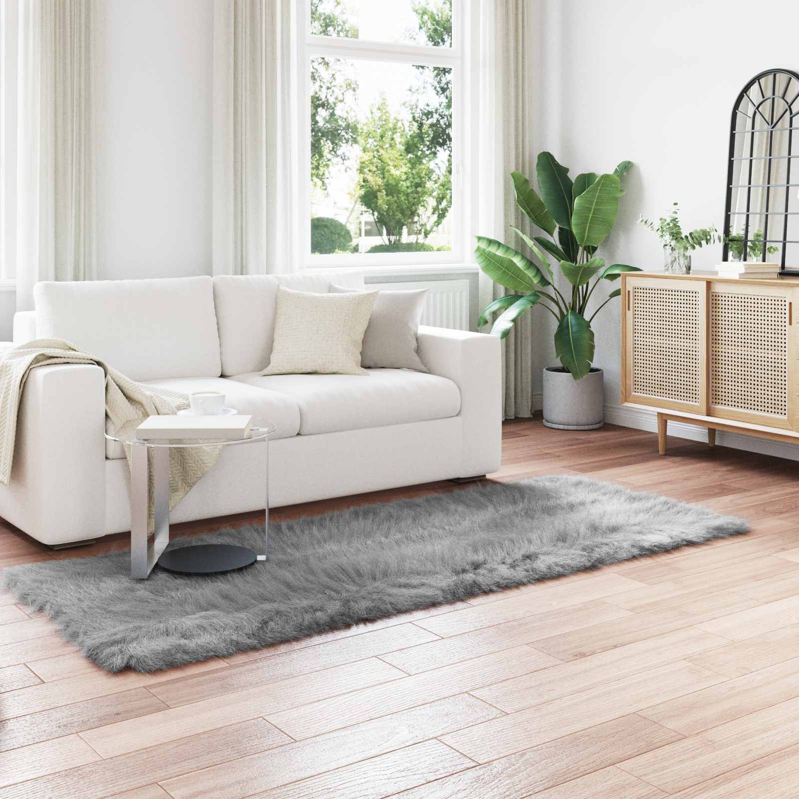 Kunstschaffell Teppich Tafalla Polyester Grau