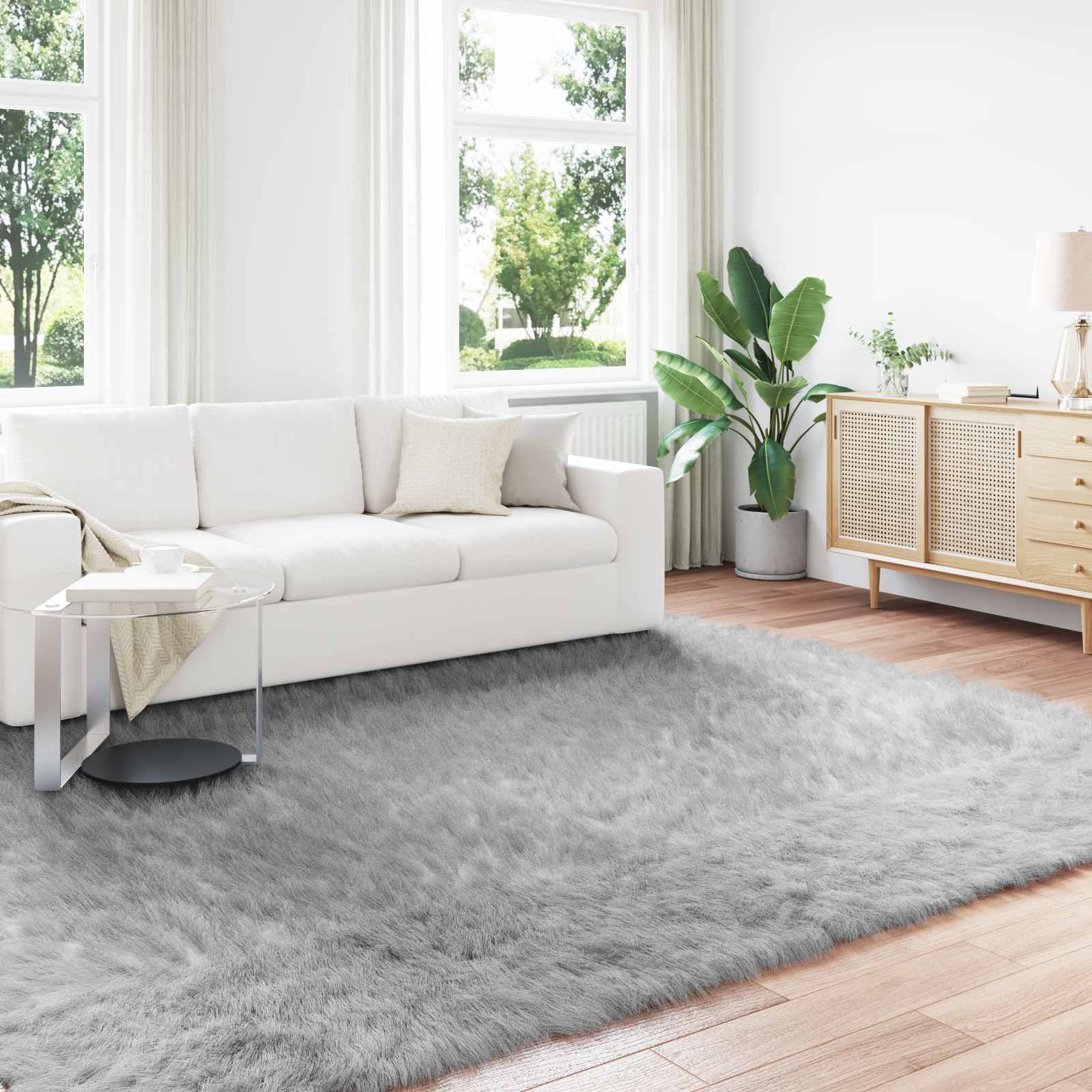 Kunstschaffell Teppich Tafalla Polyester Grau