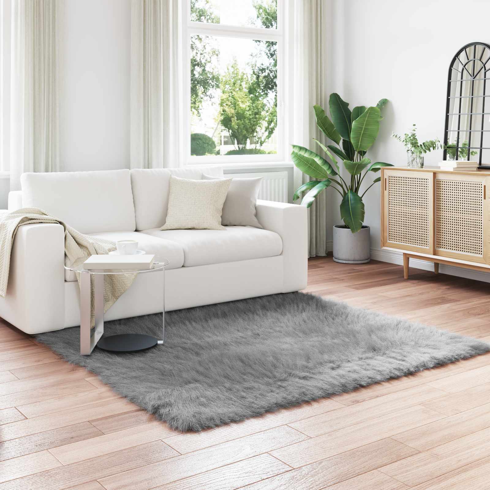 Kunstschaffell Teppich Tafalla Polyester Grau