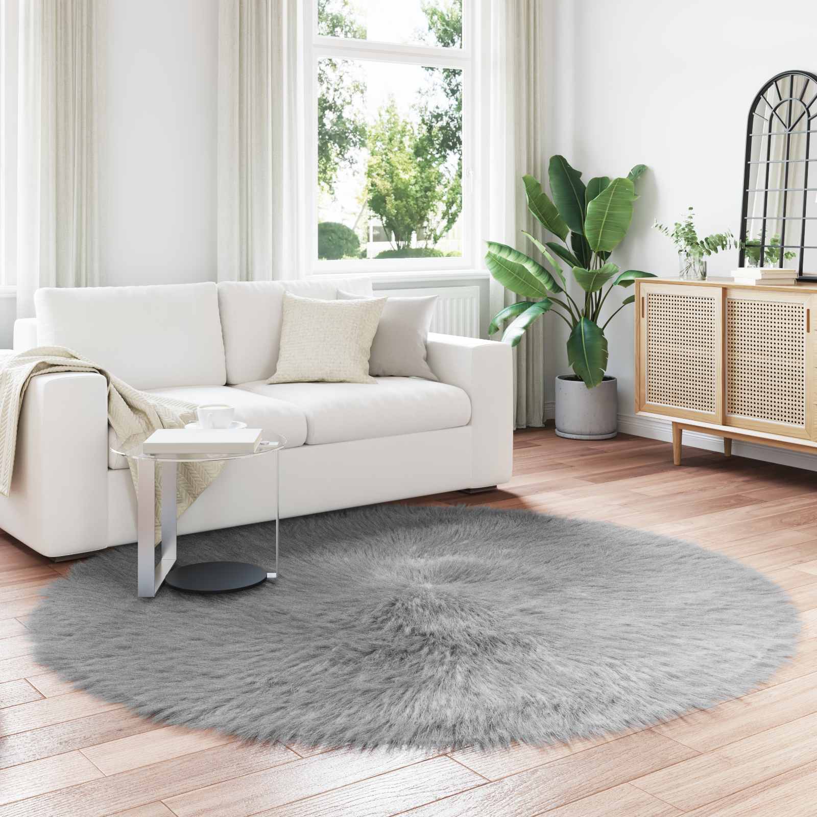 Kunstschaffell Teppich Tafalla Polyester Grau