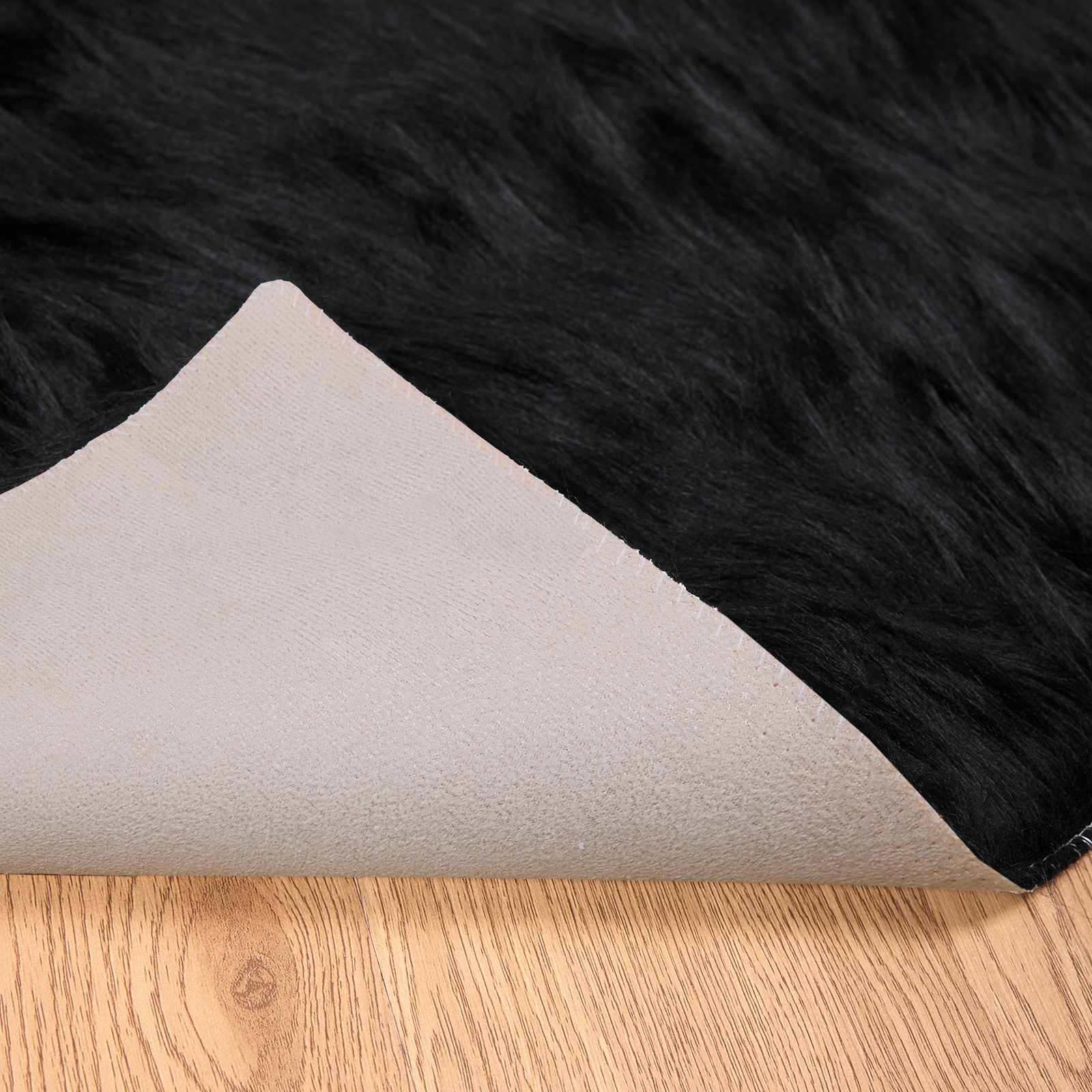 Kunstschaffell Teppich Tafalla Polyester Schwarz