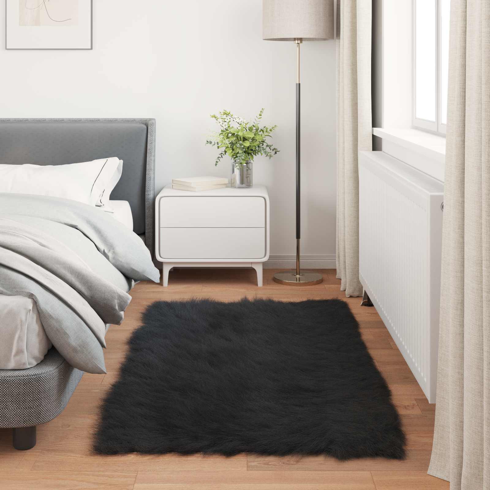 Kunstschaffell Teppich Tafalla Polyester Schwarz